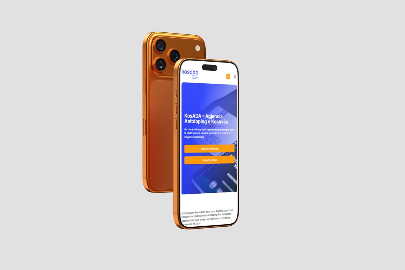 Showing kosADA website on mobile device